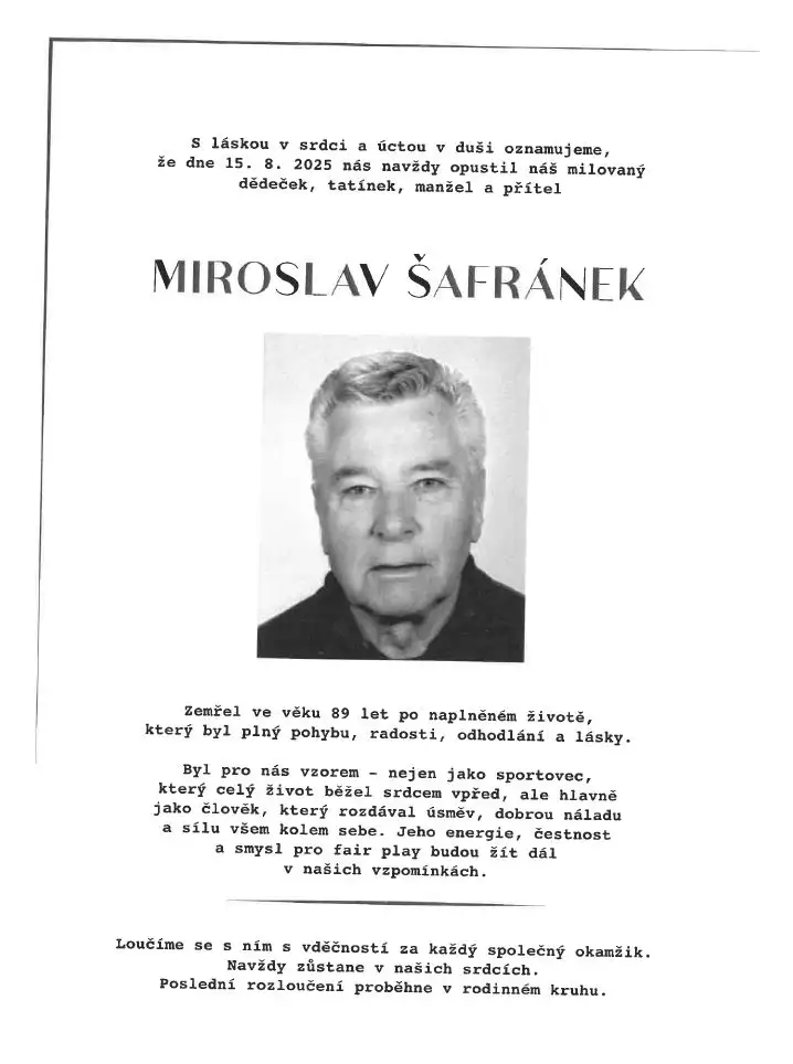Odešel bývalý předseda Oldřichova Miroslav Šafránek
